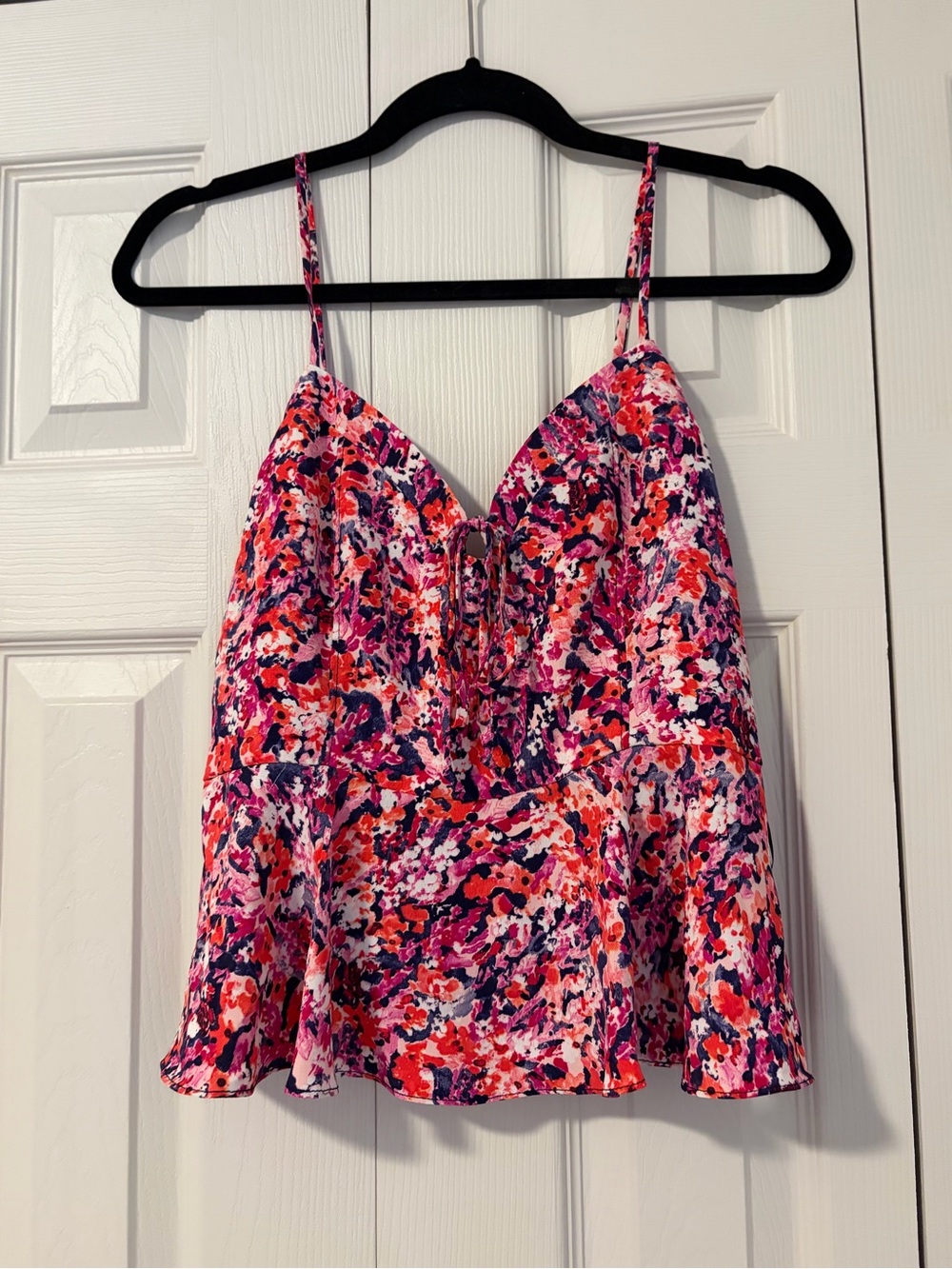 nine britton Pink Multi Floral Tallie Cropped Sweetheart Camisole Smocked back